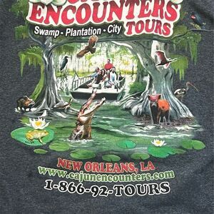 Cajun Encounters Tours New Orleans Unisex Gray Long Sleeve Graphic T-Shirt Sz M